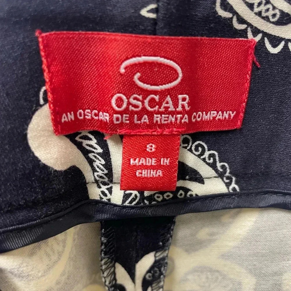 Oscar De La Renta  navy/white large flower capri pants size 8 - Picture 6 of 7